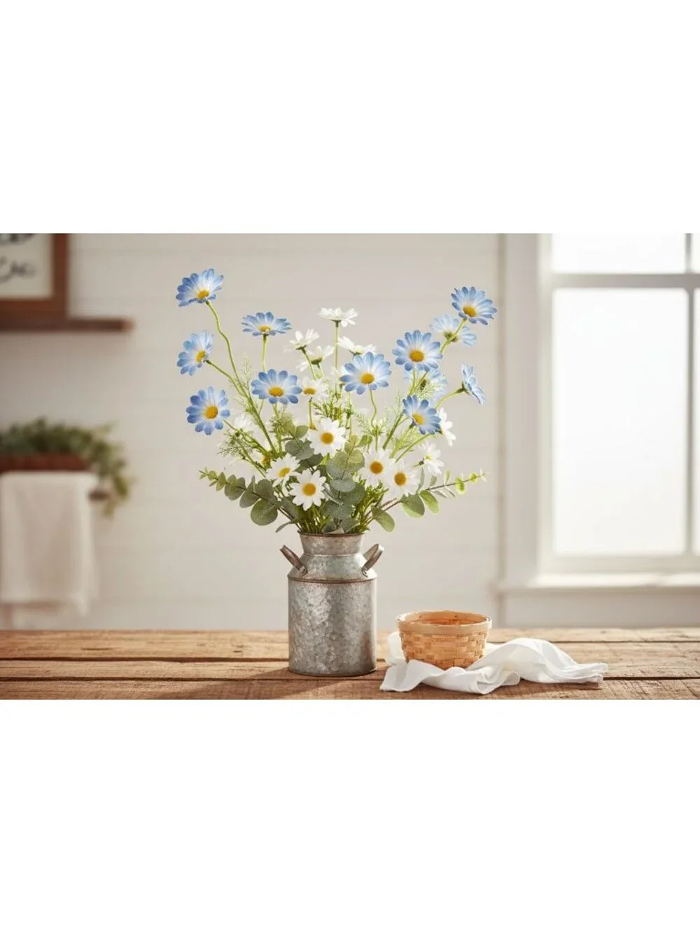 Cosmos Blue Ombre Artificial Wildflowers Set of 2 Farmhouse